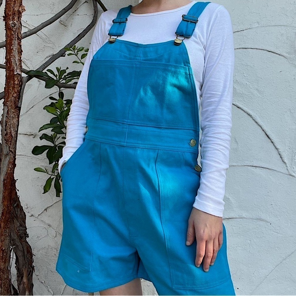 Big Bud Press Shortalls Unisex Oversized Teal Blue XS